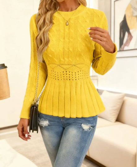 Women's Waist Slimming Pleated Top Sweater