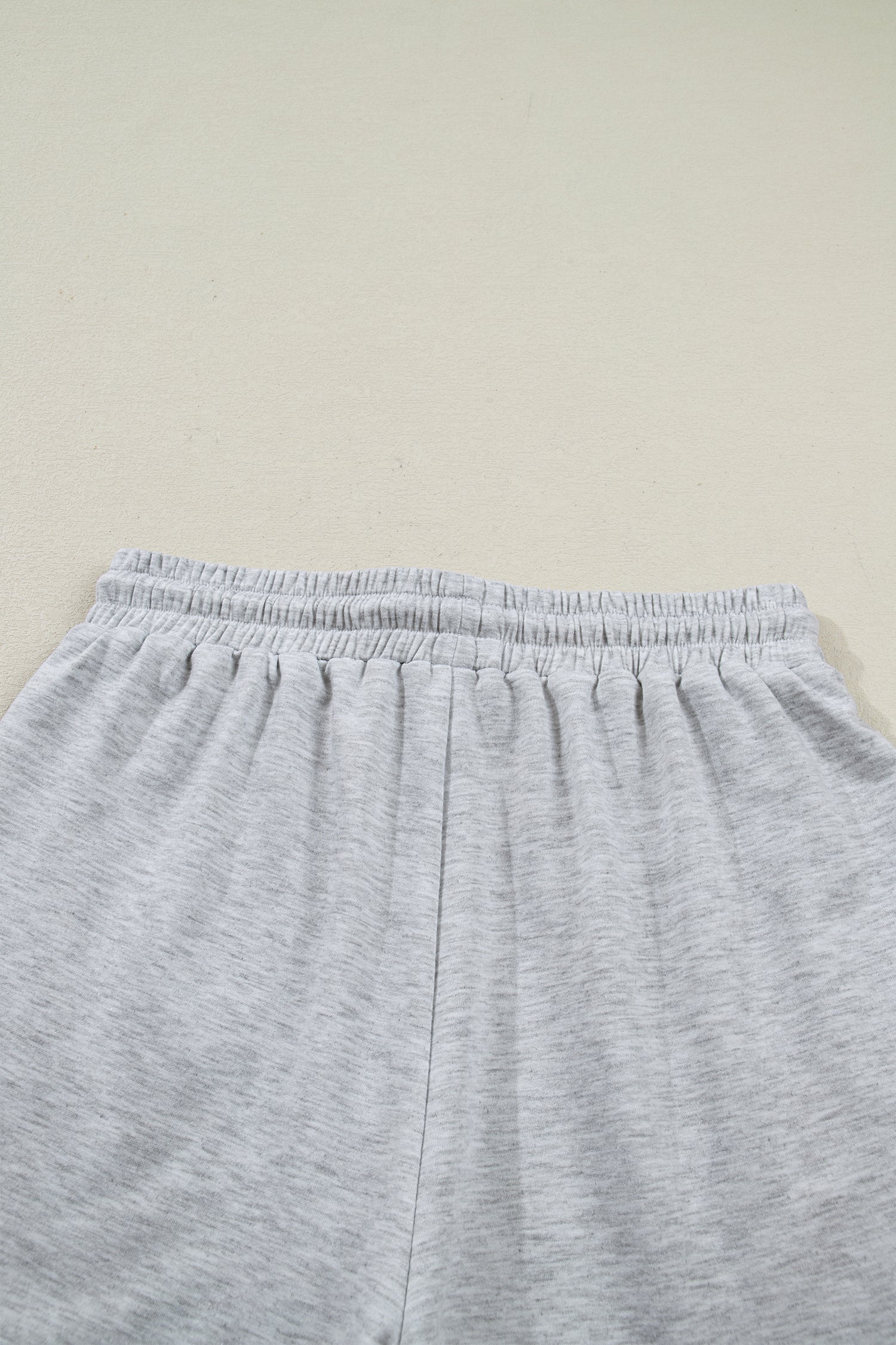 Light Grey Collared V Neck Tee Drawstring Elastic Waist Shorts 2pcs Outfit