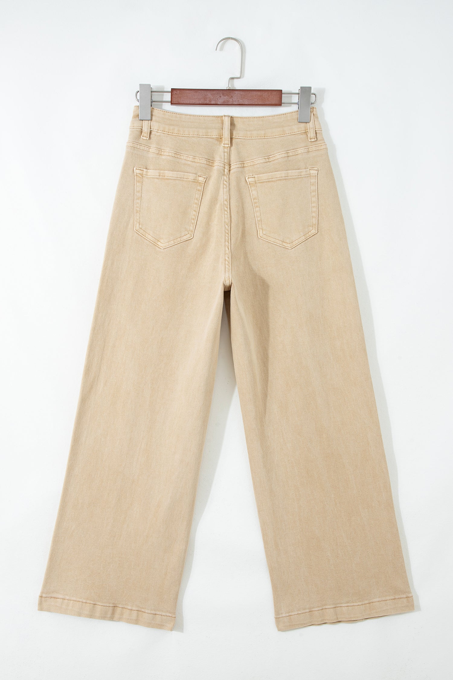 Apricot Solid Color Seamed Center Wide Leg Cropped Jeans