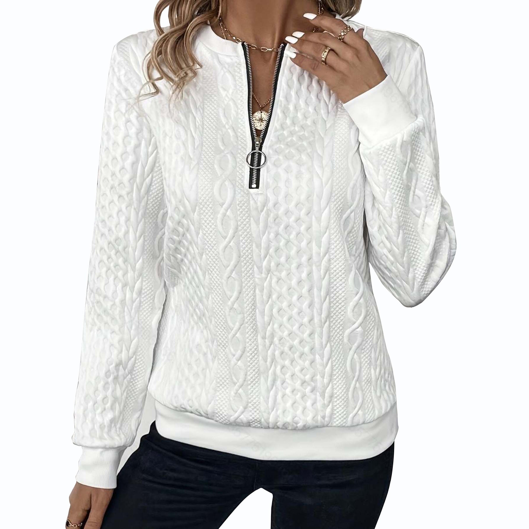 European And American Zipper Sweater Women's Coat Cardigan