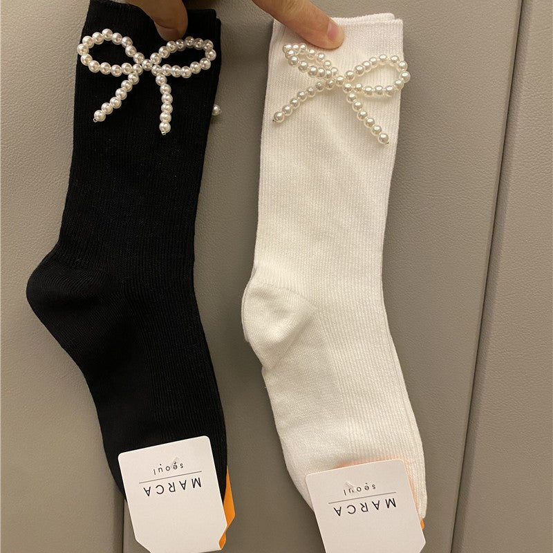 Bow Breathable Mid Length Socks