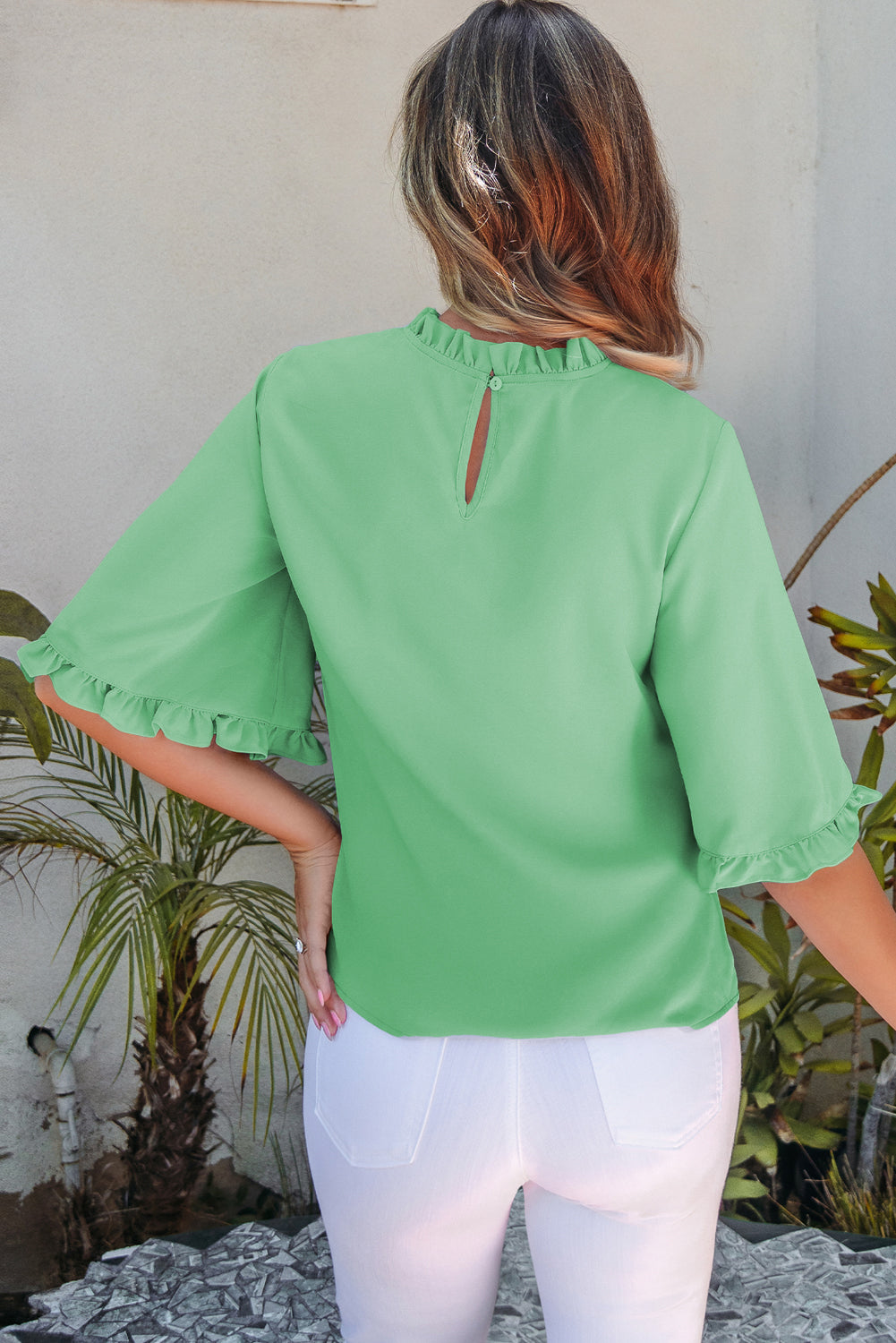 Myosotis Ruffled Bell Sleeve Loose Blouse