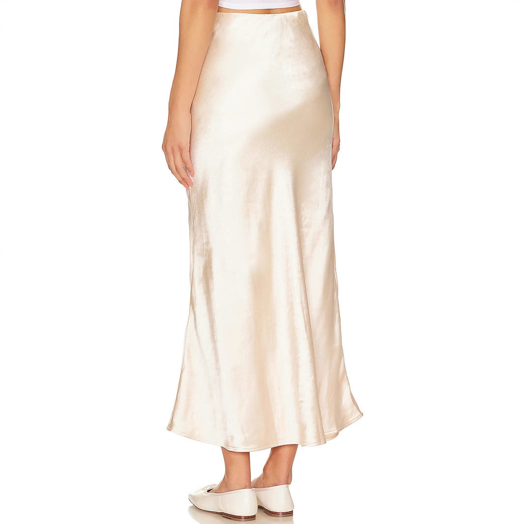 Elastic-waist Slit Maxi Skirt Sexy Patchwork Bodycon For Women