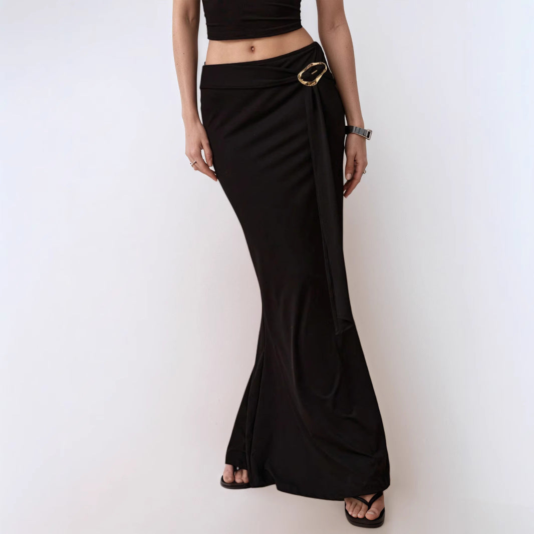 Metallic Accented Slim Fit Skirt