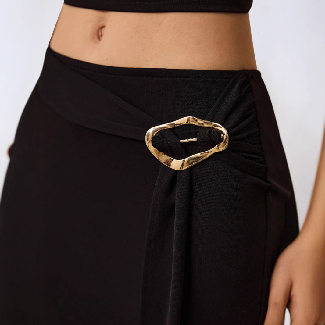 Metallic Accented Slim Fit Skirt