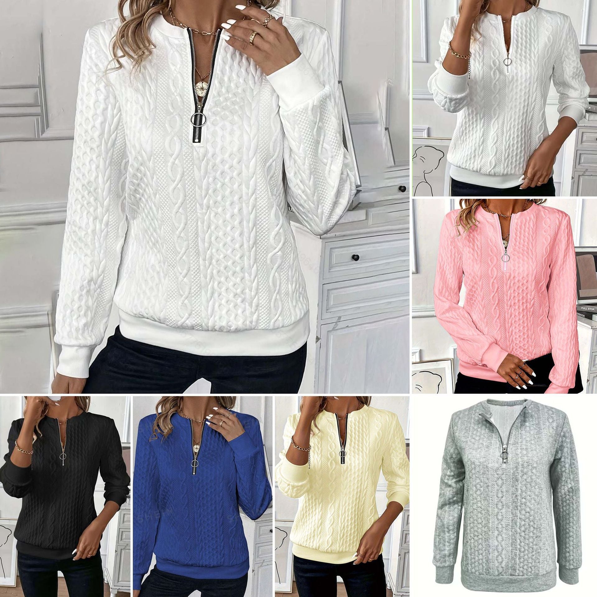 European And American Zipper Sweater Women's Coat Cardigan