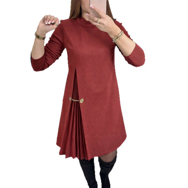 Short-sleeve Solid-color Chic Cropped Dress