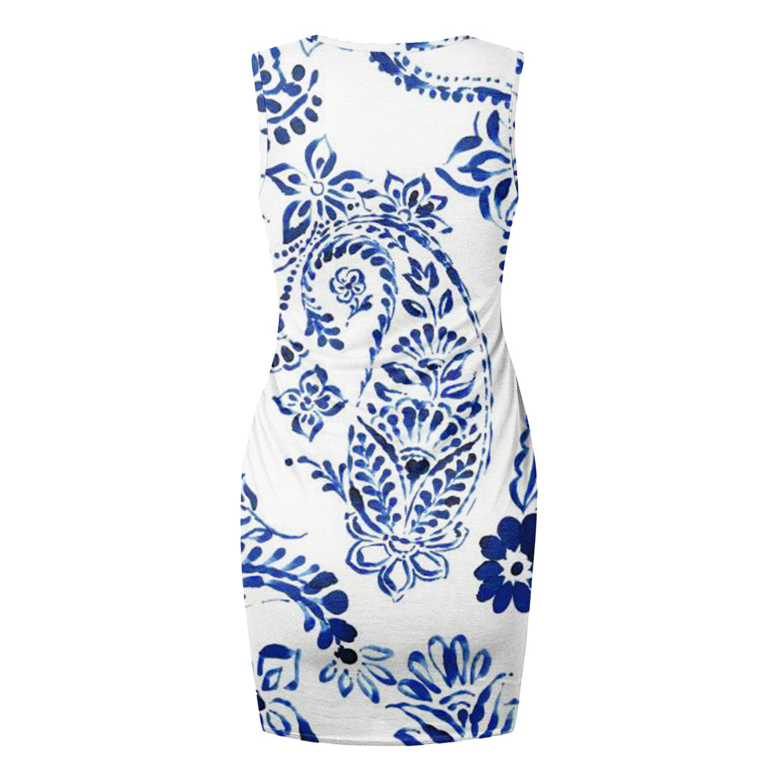 Women's Pleated Printed Polyester Dress