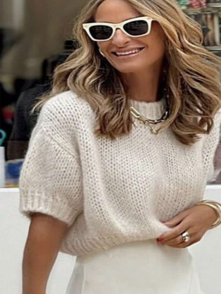 French Style Elegant Short Sleeve Sweater