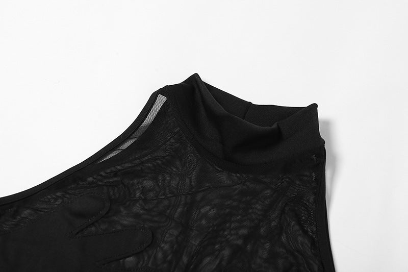 Women's Sheer Mesh Contrast Bodysuit