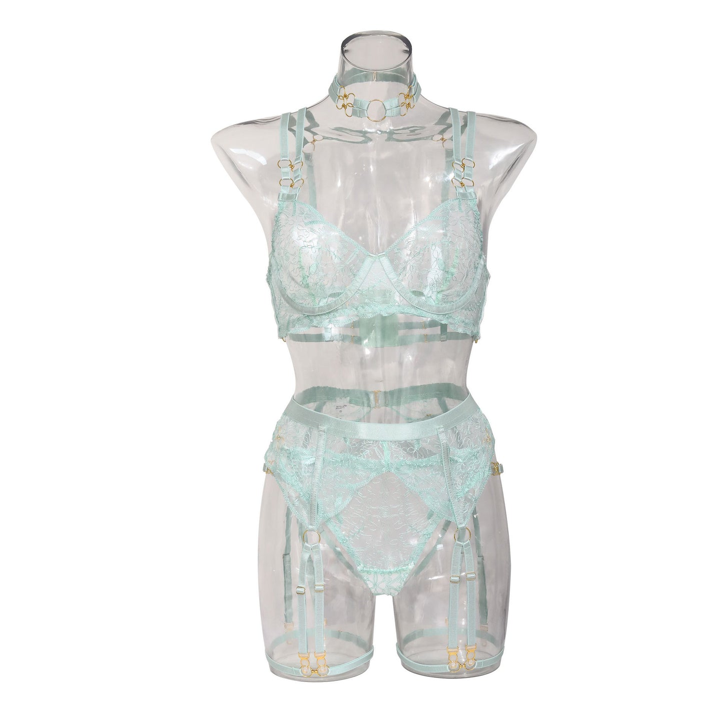 Embroidered Mesh Body Shaping Two Piece Suits