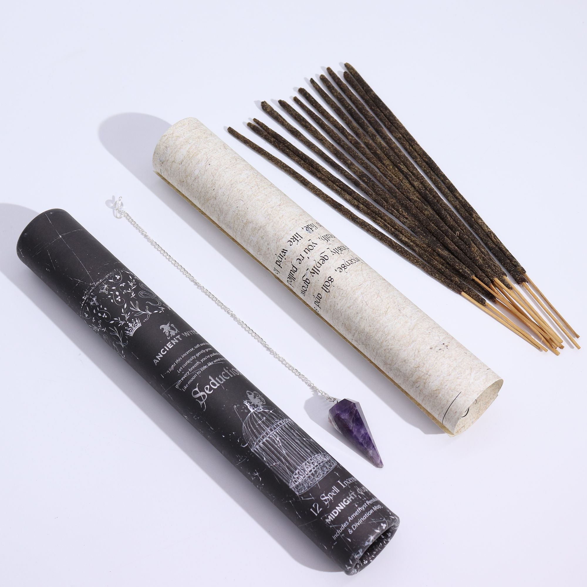 Ancient Witch Spell Incense - Seduction - Amethyst Pendulum