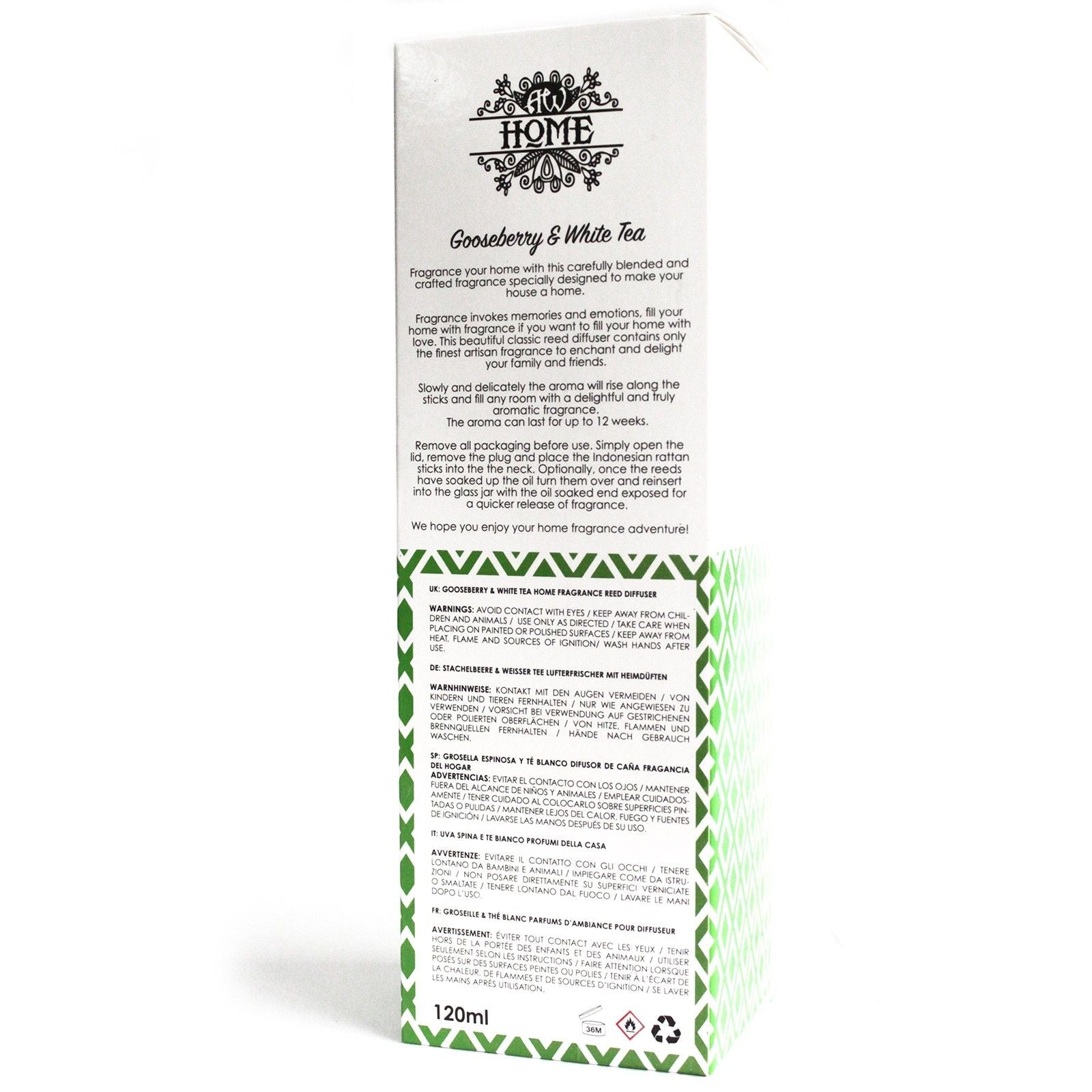 120ml Reed Diffuser - Gooseberry & White Tea