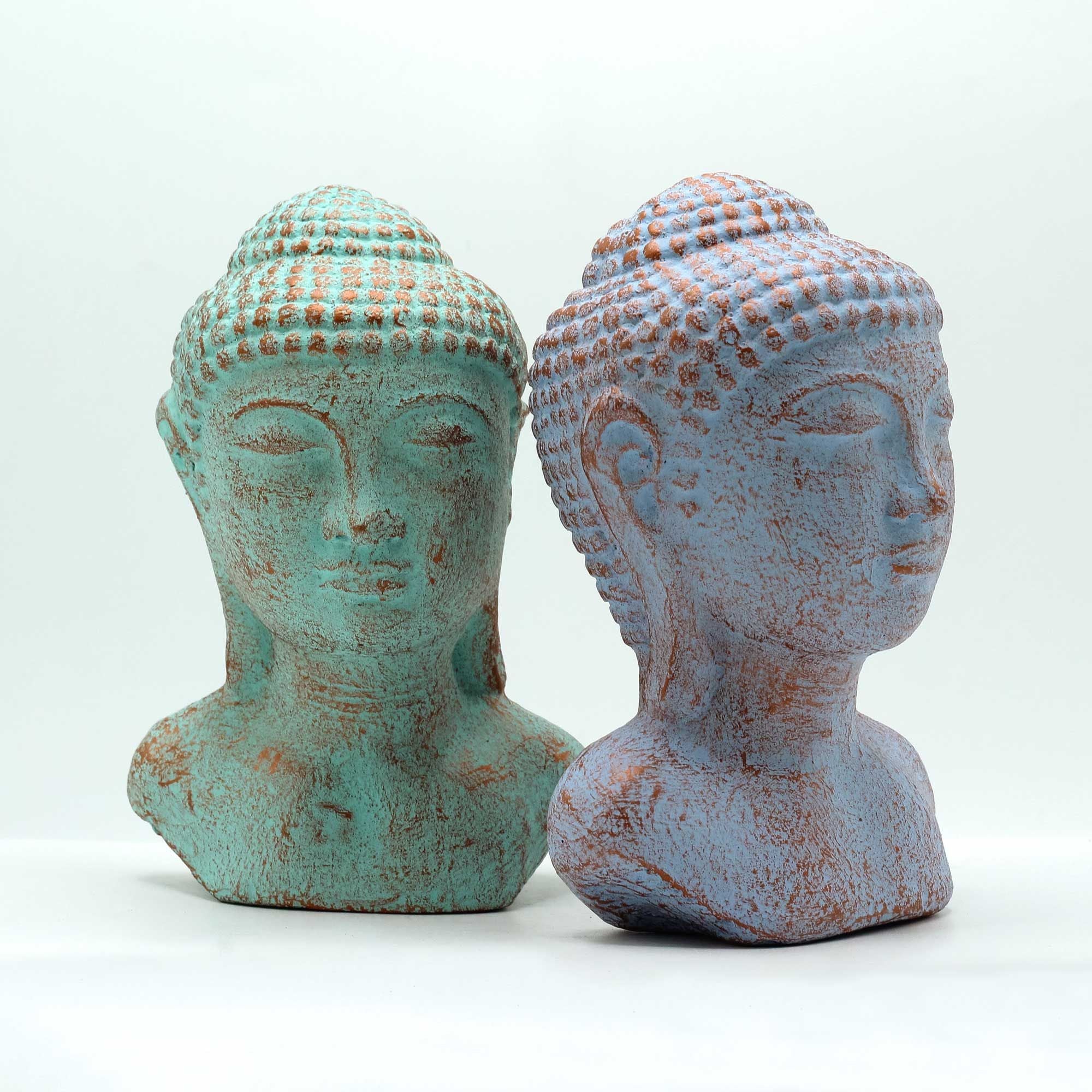 Tranquility Buddha Head - Green Copper