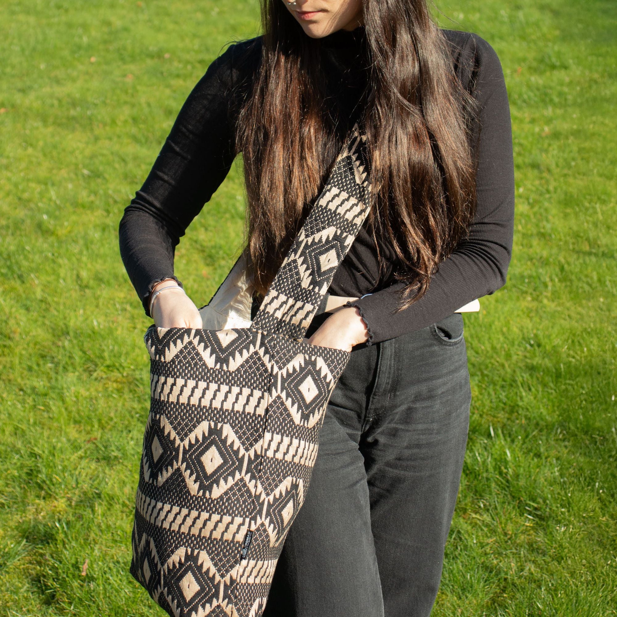 Nomad Sari Jacquard Natural Nomad Carryall Bags - Desert Loom