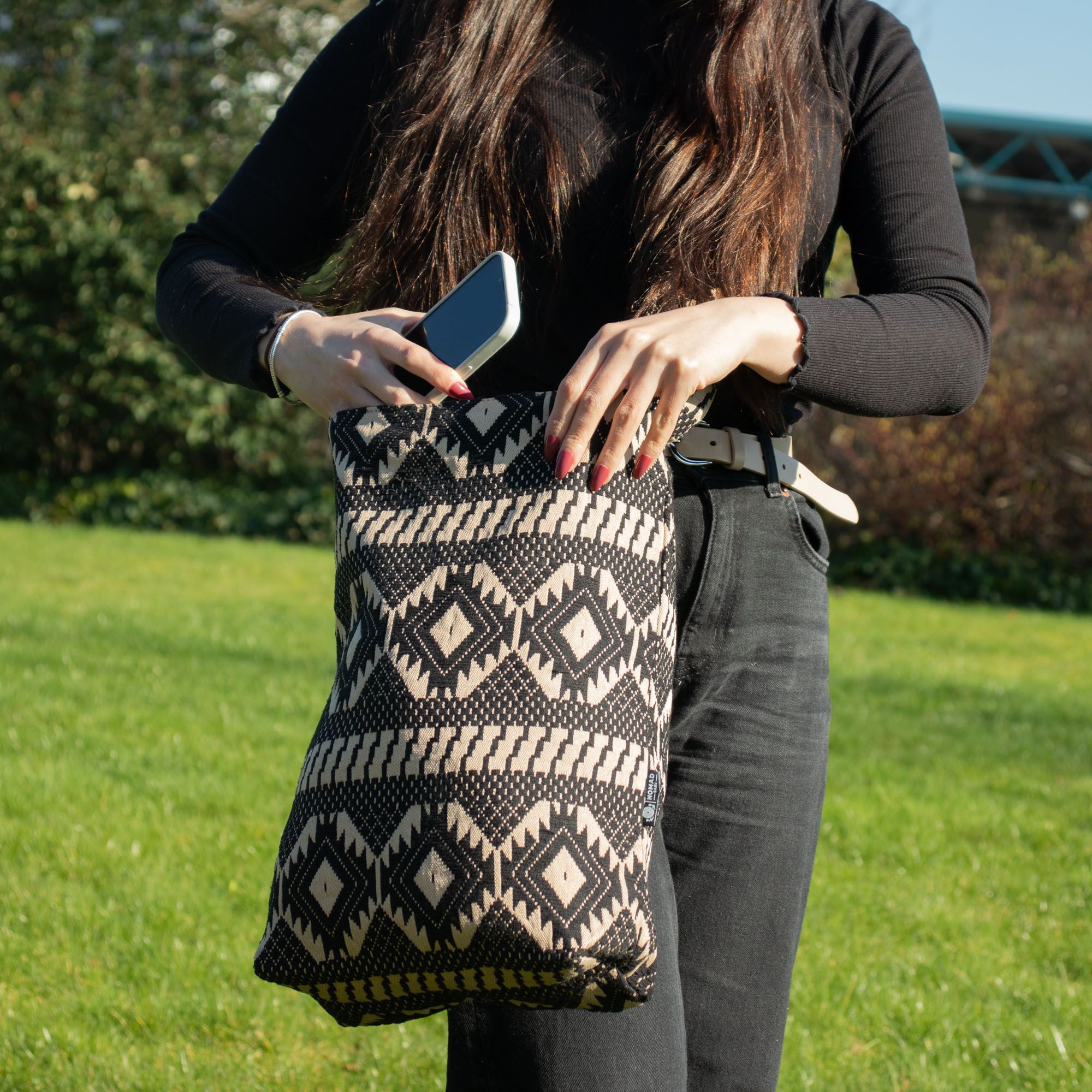 Nomad Sari Jacquard Natural Nomad Carryall Bags - Desert Loom