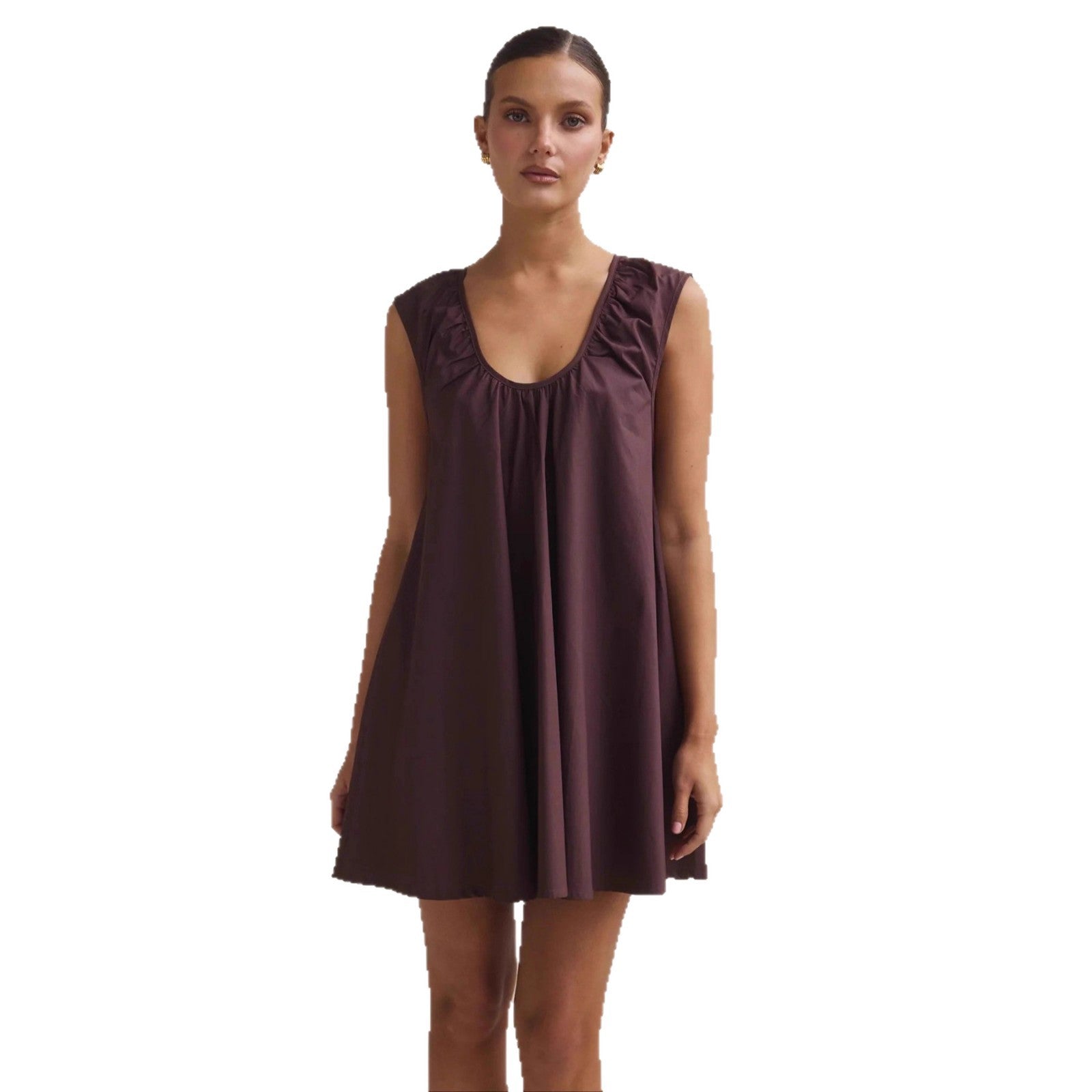 New Polka-dot Printed U-neck Loose A-line Mini Dress