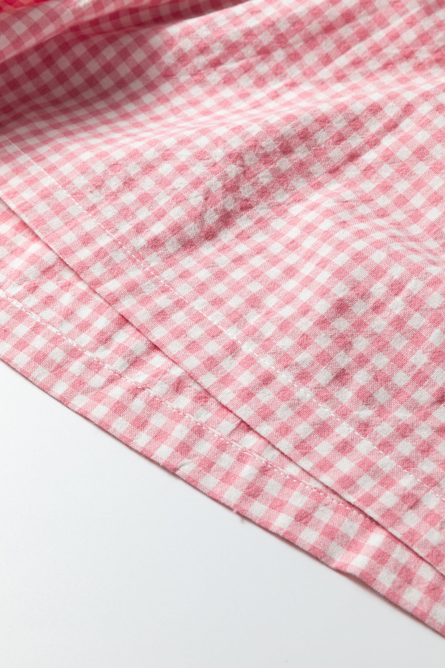 Pink Contrast Trim Plaid Print Plus Size Shorts