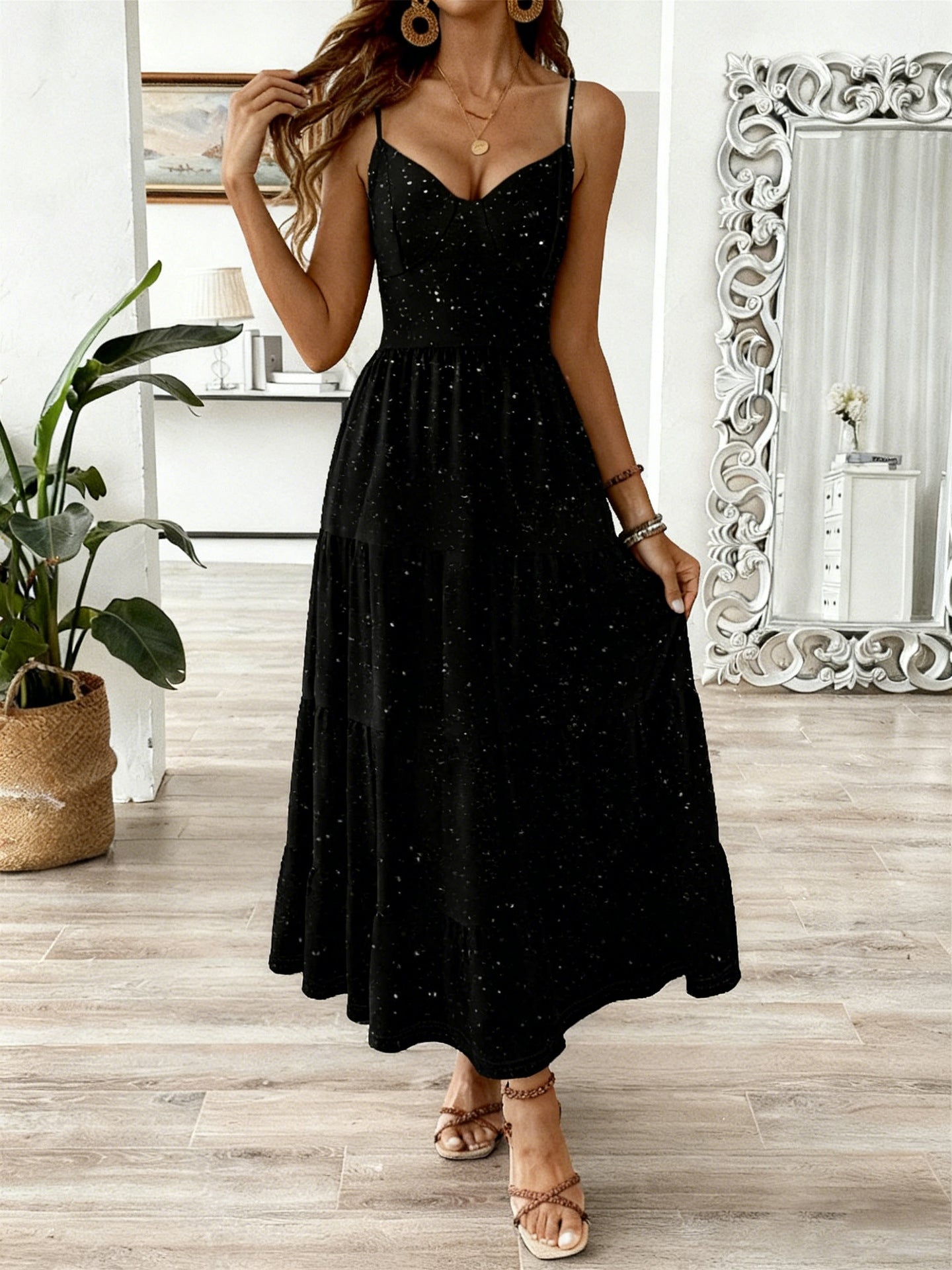 Starry Maxi Dress Perfect For Vacations Commuting And Any Occasion