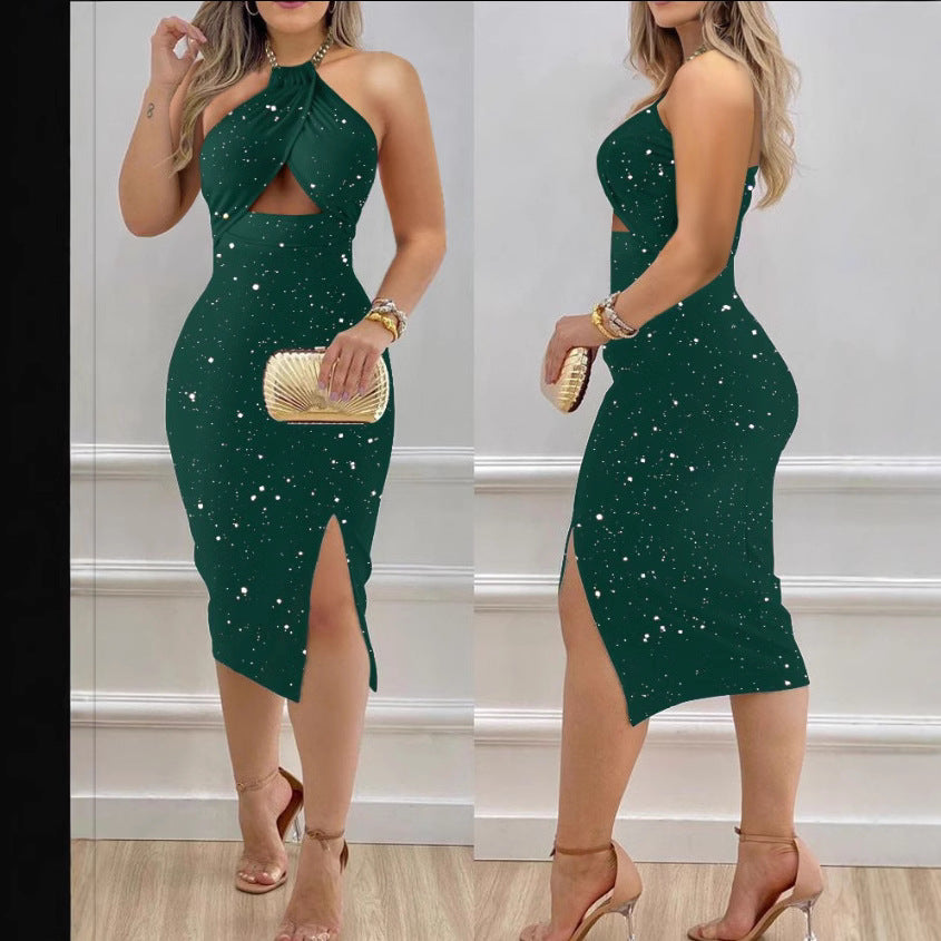 Summer Fashion Halter Cutout Bodycon Sexy Dress