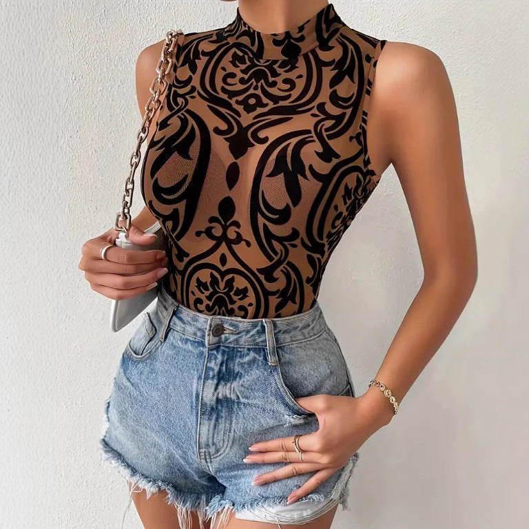 Womens Sexy Geometric-Print Jumpsuit