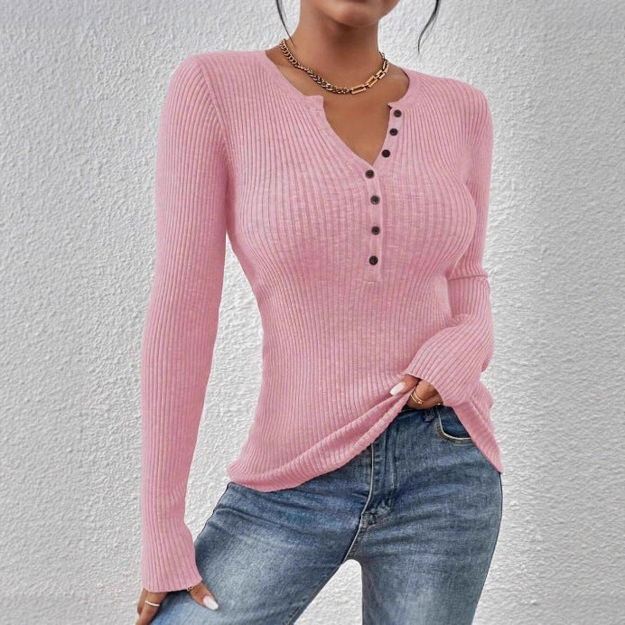 Women's Front-button Ribbed Knit Sweater