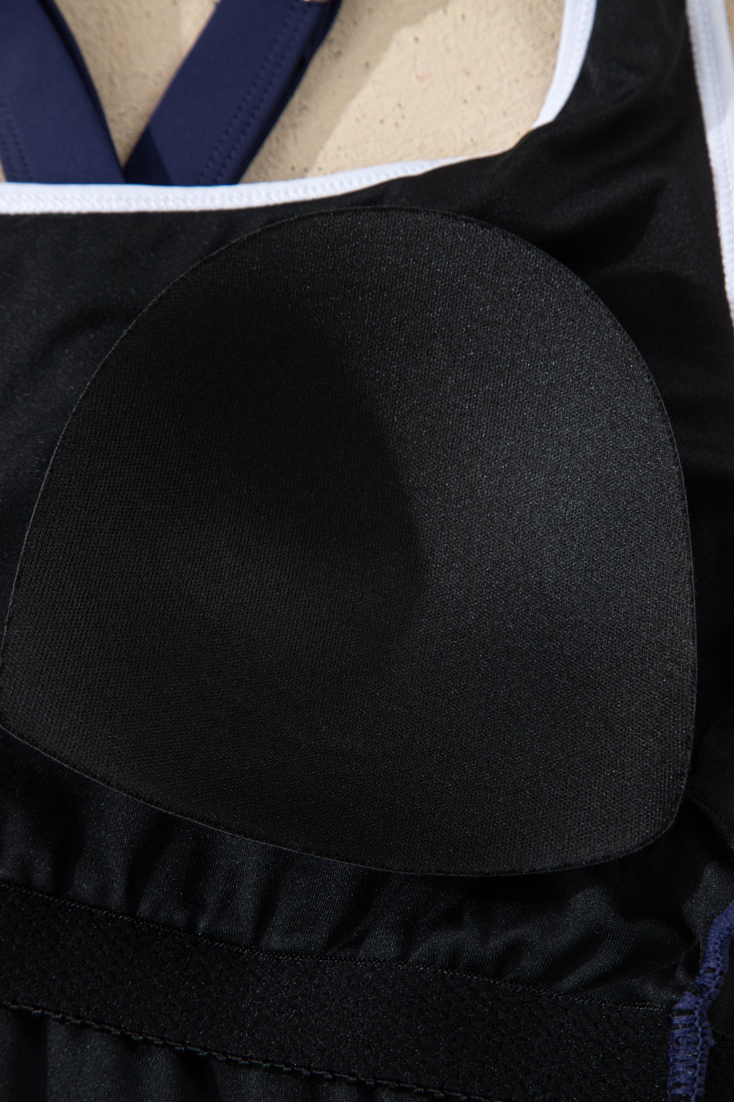 Navy Blue Contrast Edge Ruffled High Waist One Piece Swim Dress