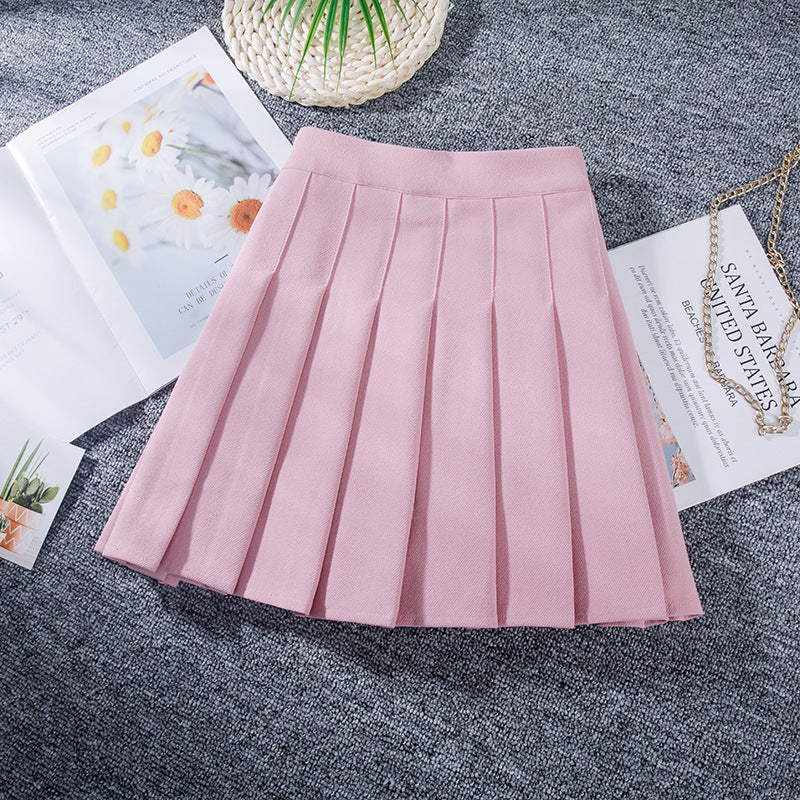 Pleated Skirt Lengthened Elastic Waist Elastic