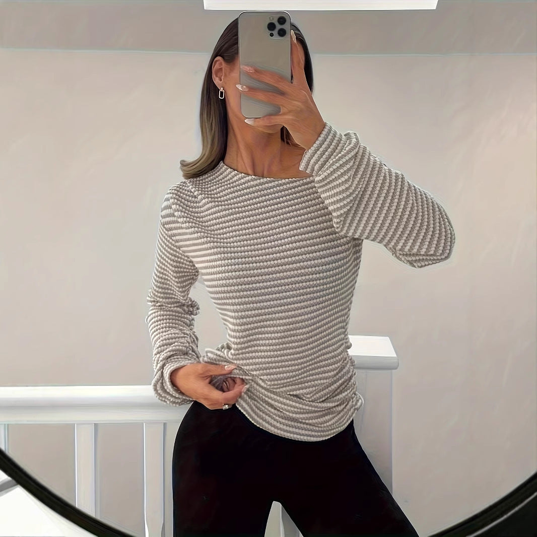 Long Sleeve Round Neck Casual Women's T-shirt