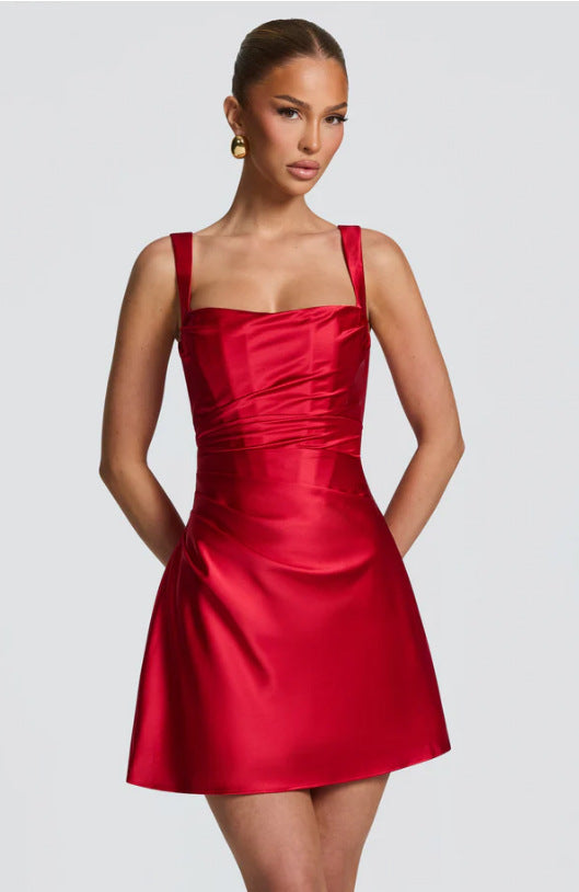 Elegant Form-fitting Slip Dress In A Solid Color