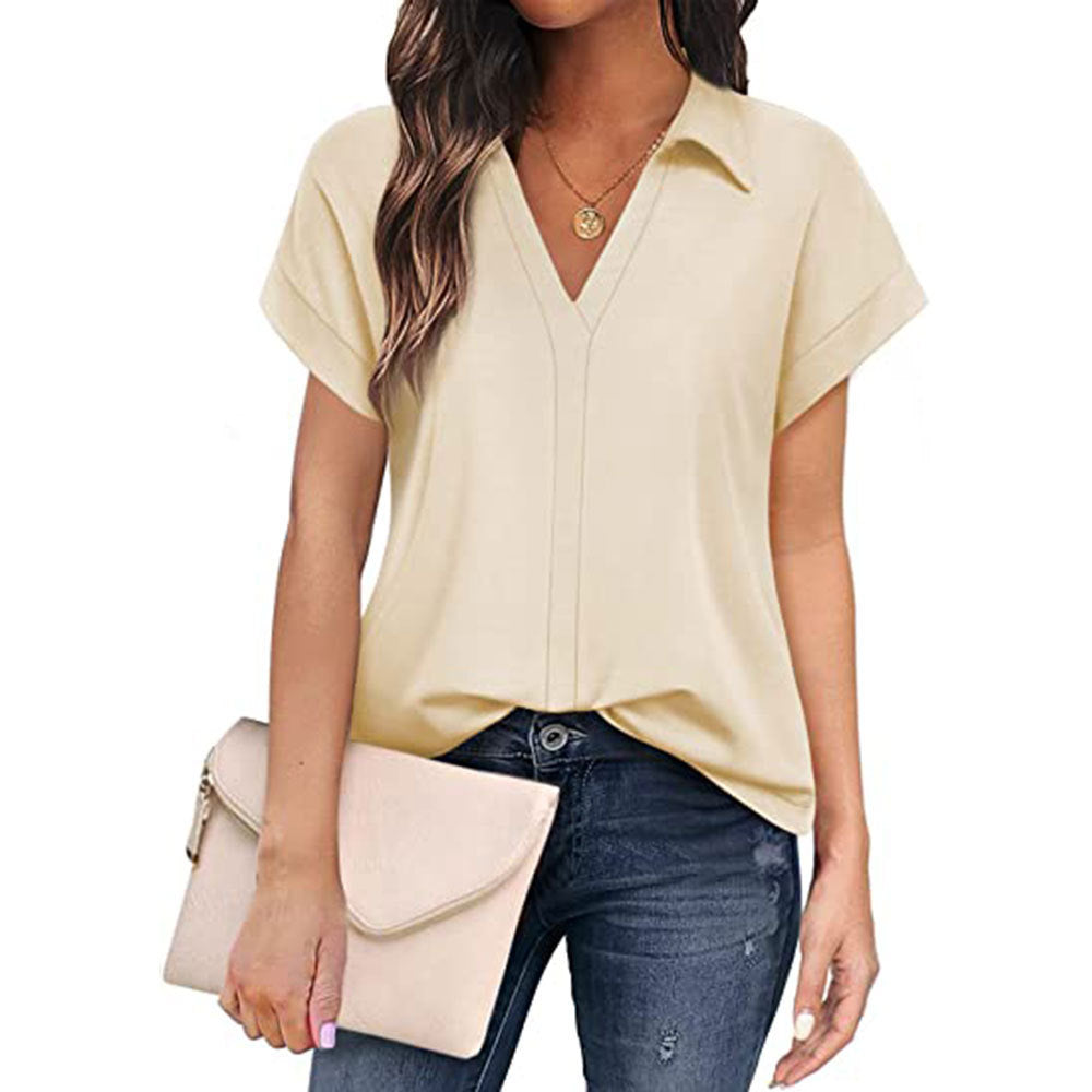 Solid Color Business Casual Women's Short-sleeved Shirt