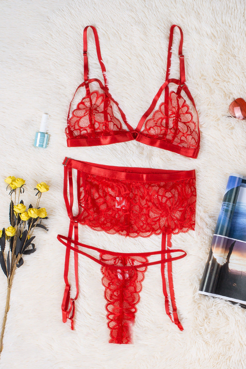Cross-border Supply European And American Foreign Trade Sexy Lingerie Women's Sexy Lace Two-piece Sling Underwear Factory Direct Sales 35650