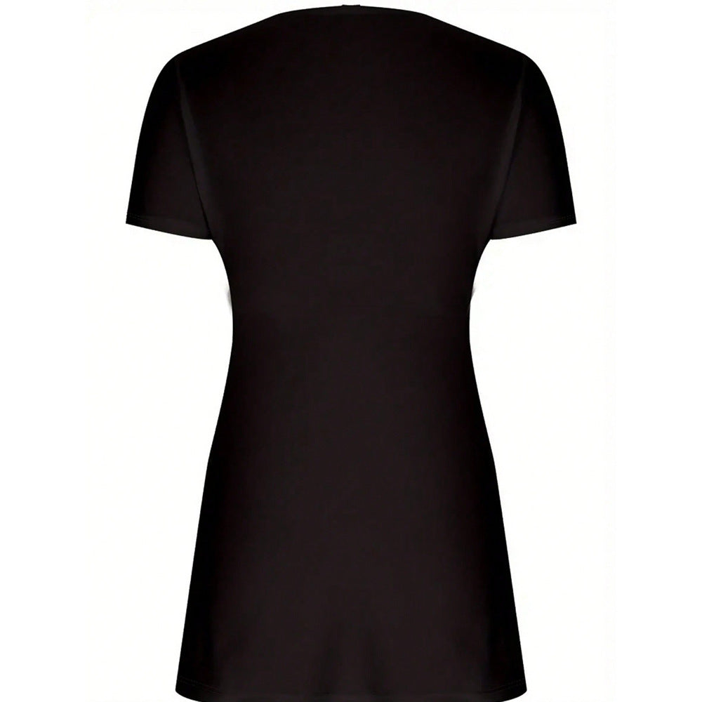 Casual Minimalist Versatile Commuter V-neck Short-sleeved Loose T-shirt