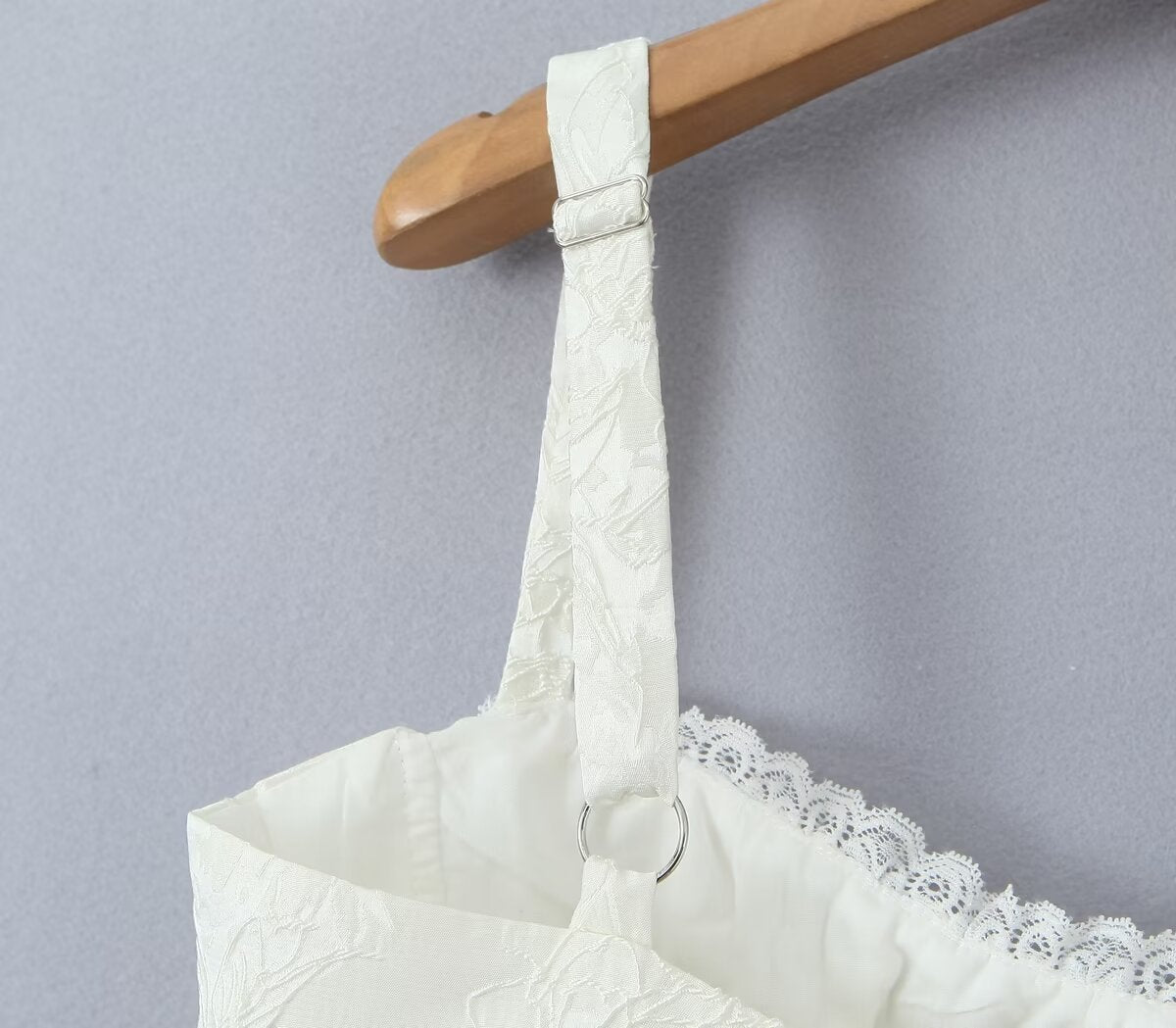 Summer Jacquard Lace Stitching Suspender Skirt White Dress