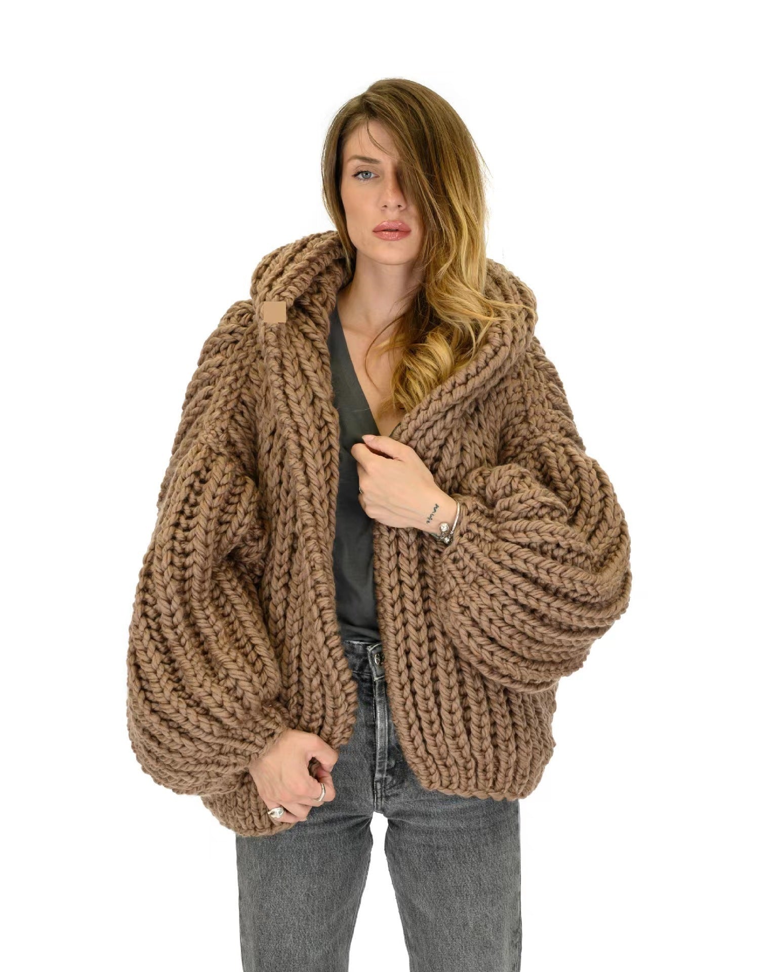 Women's Loose And Lazy Style Hooded Cardigan Sweater