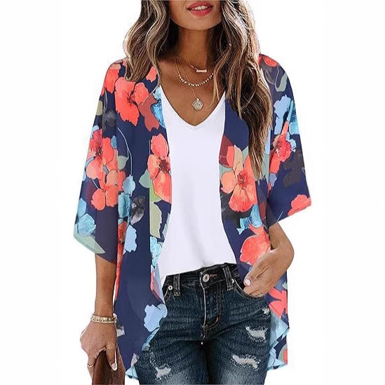 Chiffon Cardigan Beach Resort-Style Sun-Protective Cover-Up