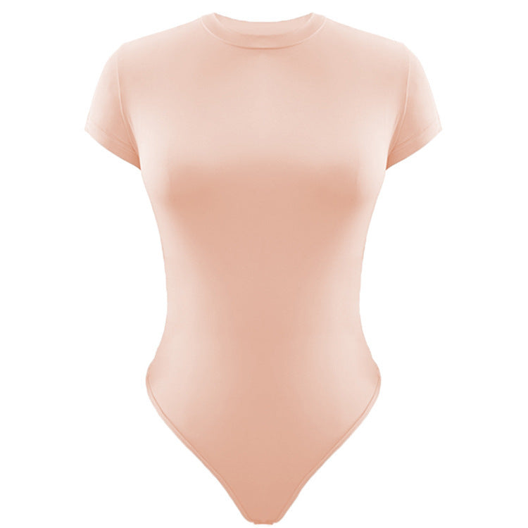 Basic Casual Short-sleeved Round Neck Bodysuit Summer