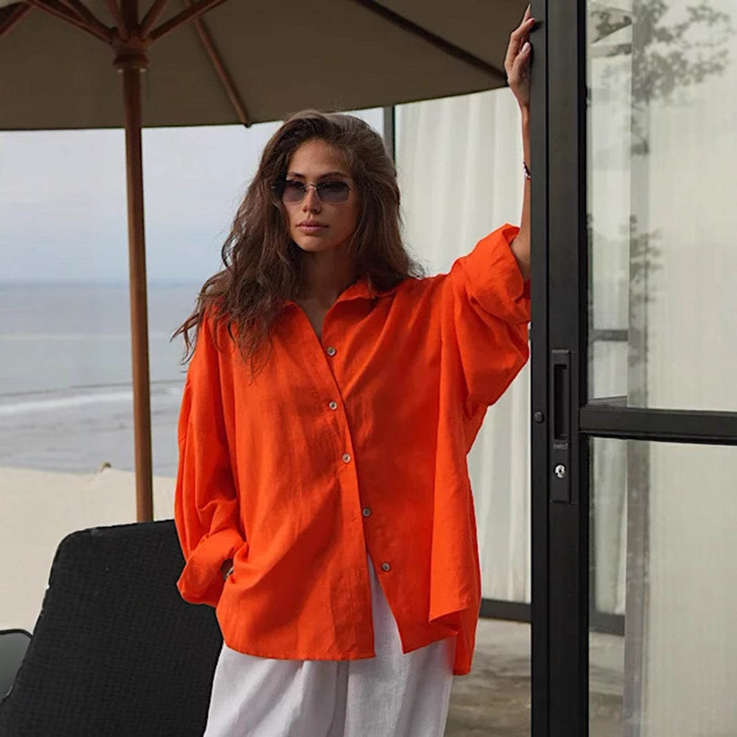 Casual Solid-color Minimalist Loose-fit Shirt