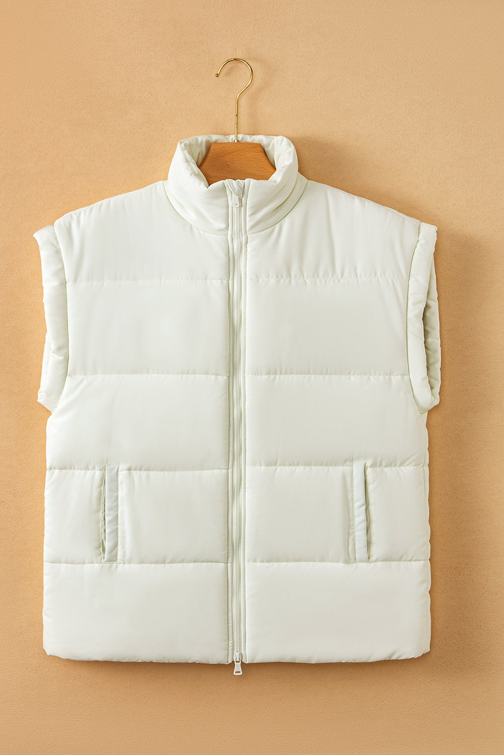 Gilet imbottito oversize con collo in tinta unita nero con cerniera