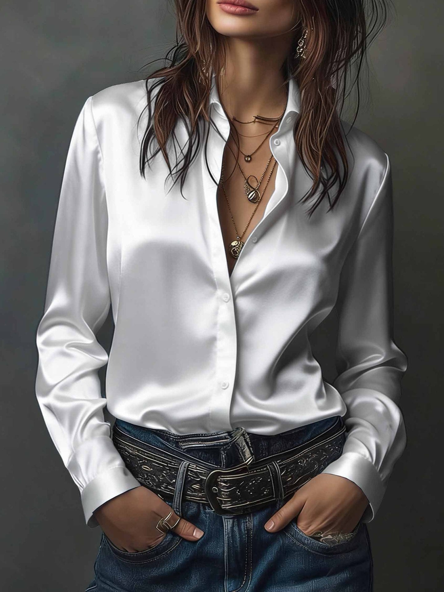Women's Western-style Resort Casual Satin Best-selling Shirt