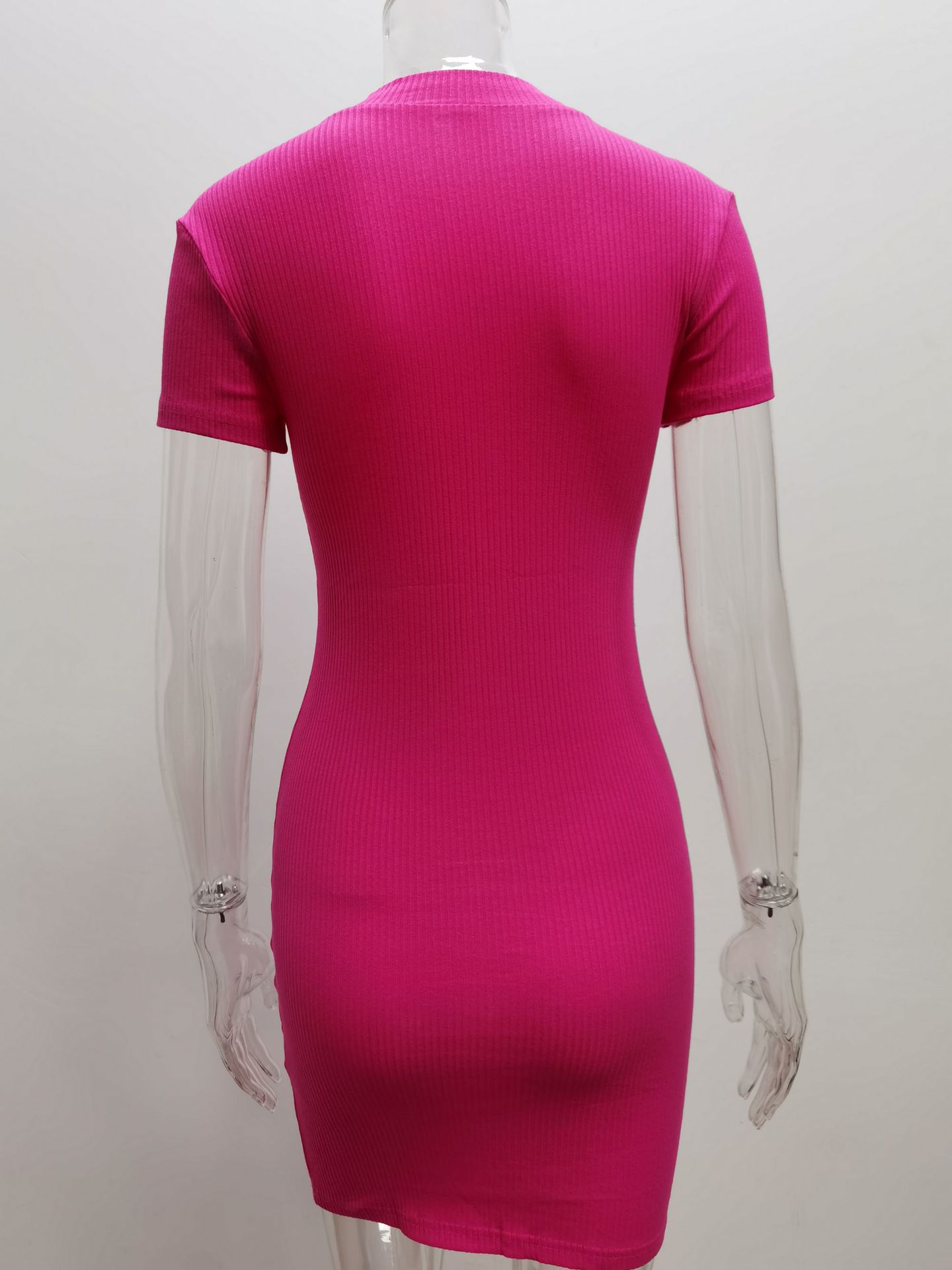 High Neck Short Sleeve Wrapped Hip Skirt For Women