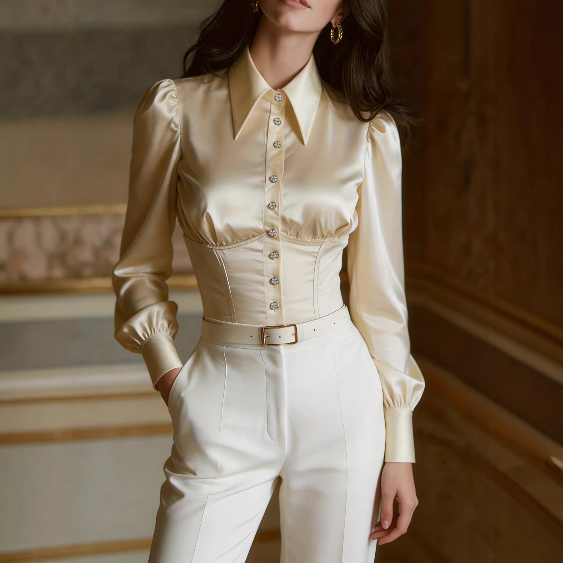 Niche High-end Satin Versatile Top