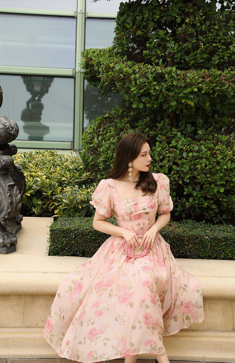 Vintage Print Waist Fairy French Dress