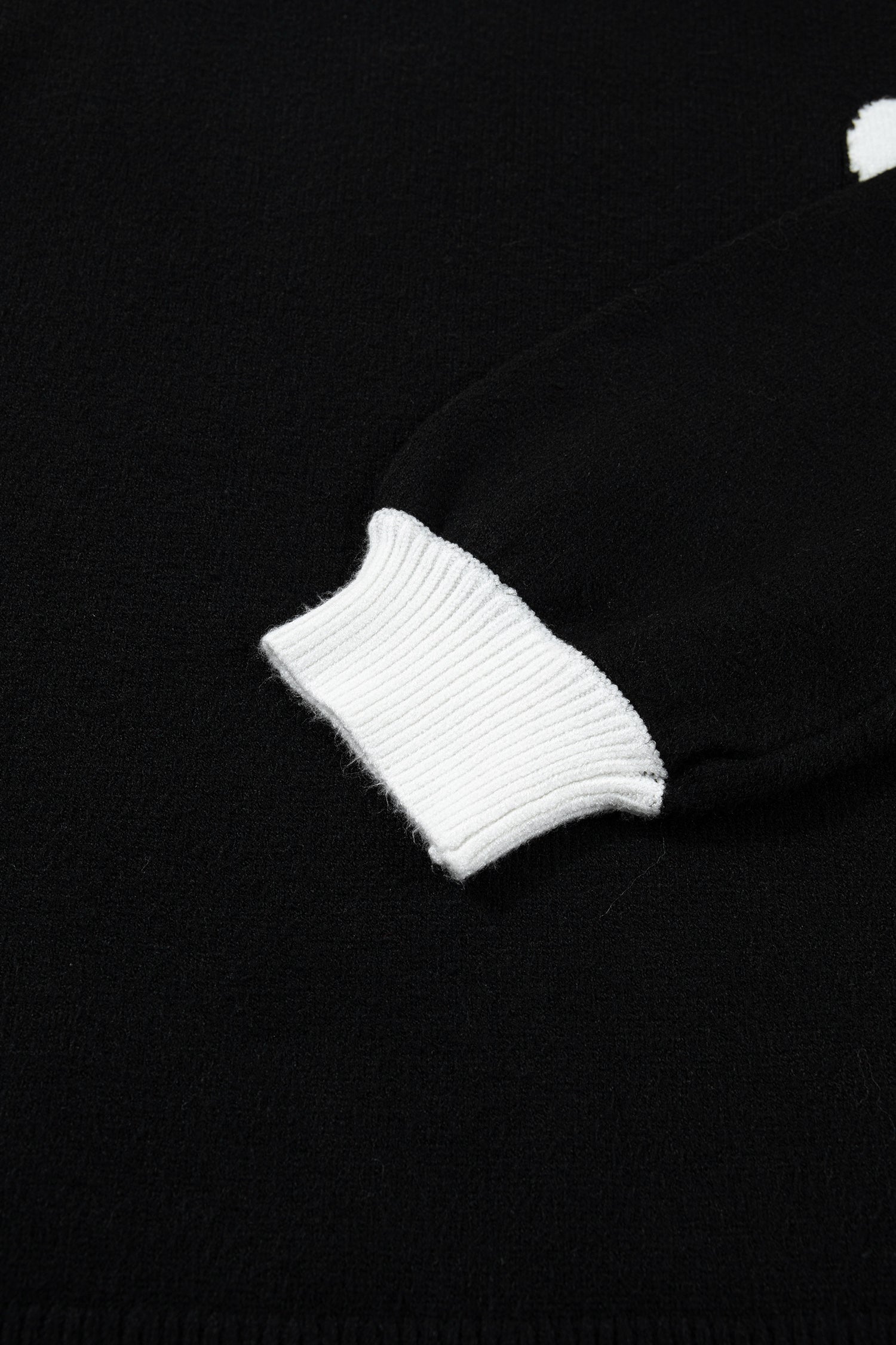 Black Heart Detail Contrast Cuffs Baggy Sweater