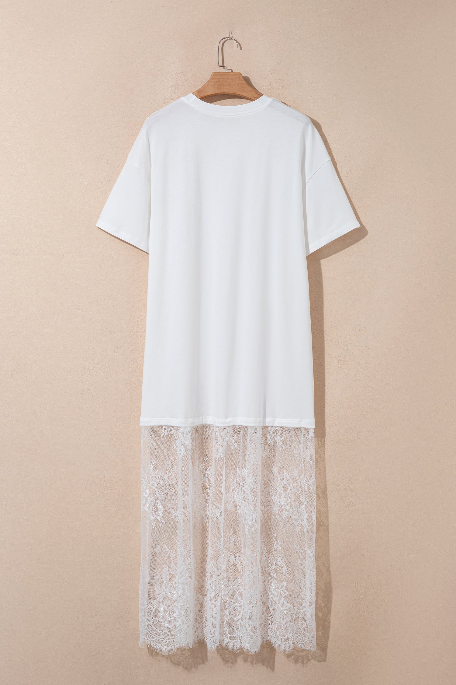 White Floral Patchwork Short Sleeve T Shirt Loose Maxi Dress