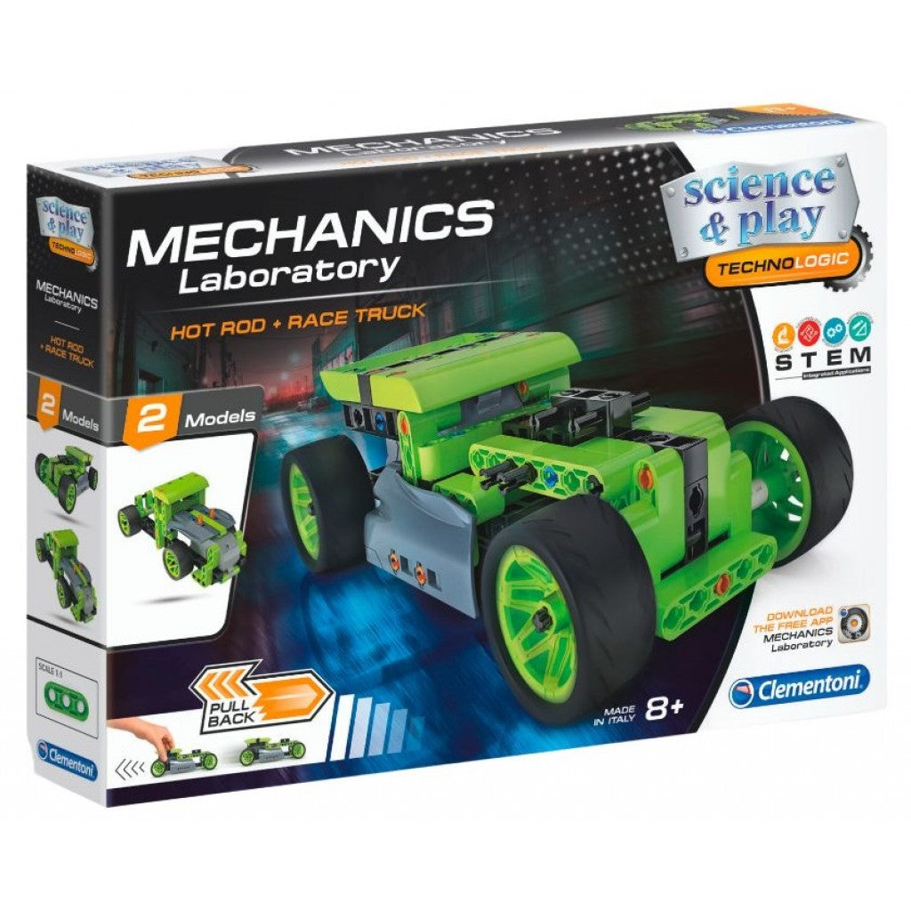 Clementoni, Mechanics Laboratory, Hot Road + Race Truck, Construction Set, 17373, For Boys, 8+ years, 130 pcs