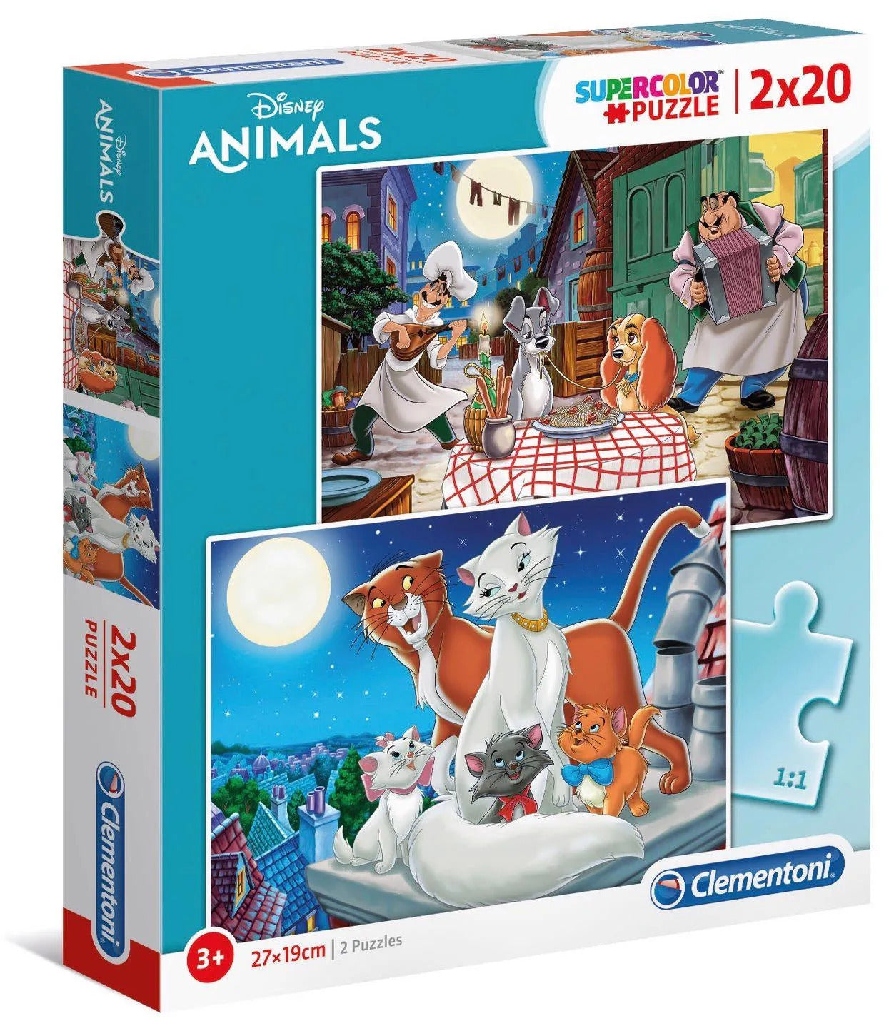 Set Duo, Clementoni, Supercolor, Animals, Puzzle, Unisex, 3+ years, 2 x 20 pcs