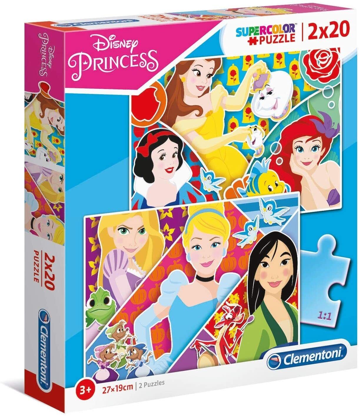 Set Duo, Clementoni, Supercolor, Disney Princess, Puzzle, For Girls, 3+ years, 2 x 20 pcs