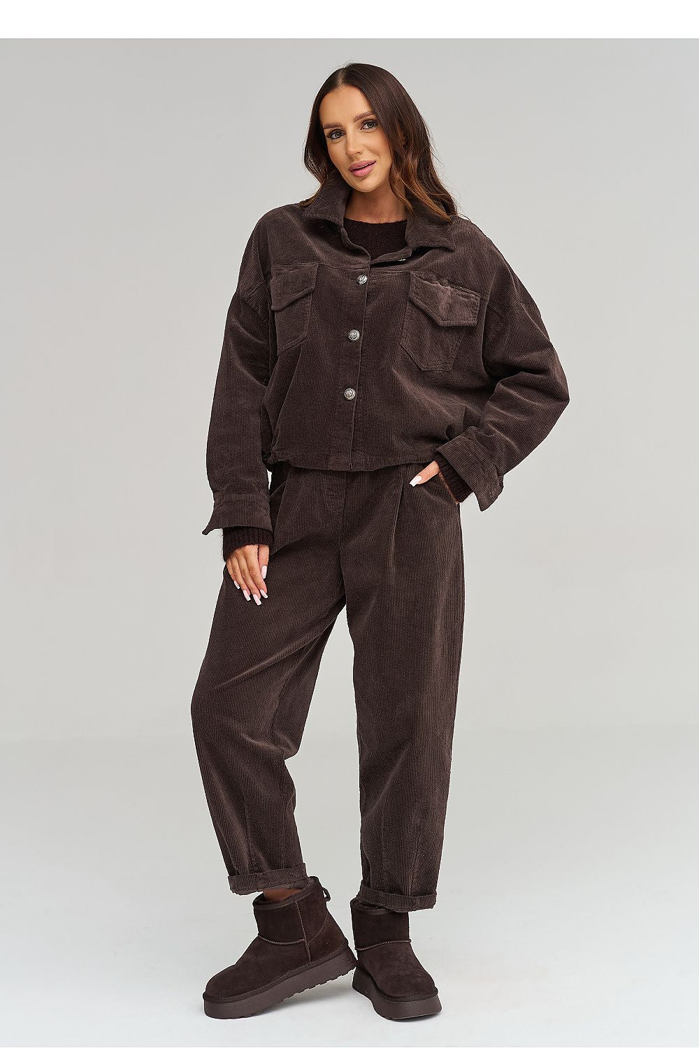 Corduroy jacket model 232013 Makadamia