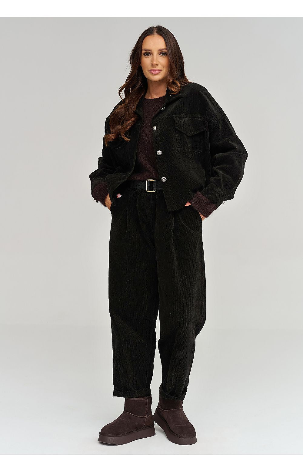 Corduroy jacket model 232014 Makadamia